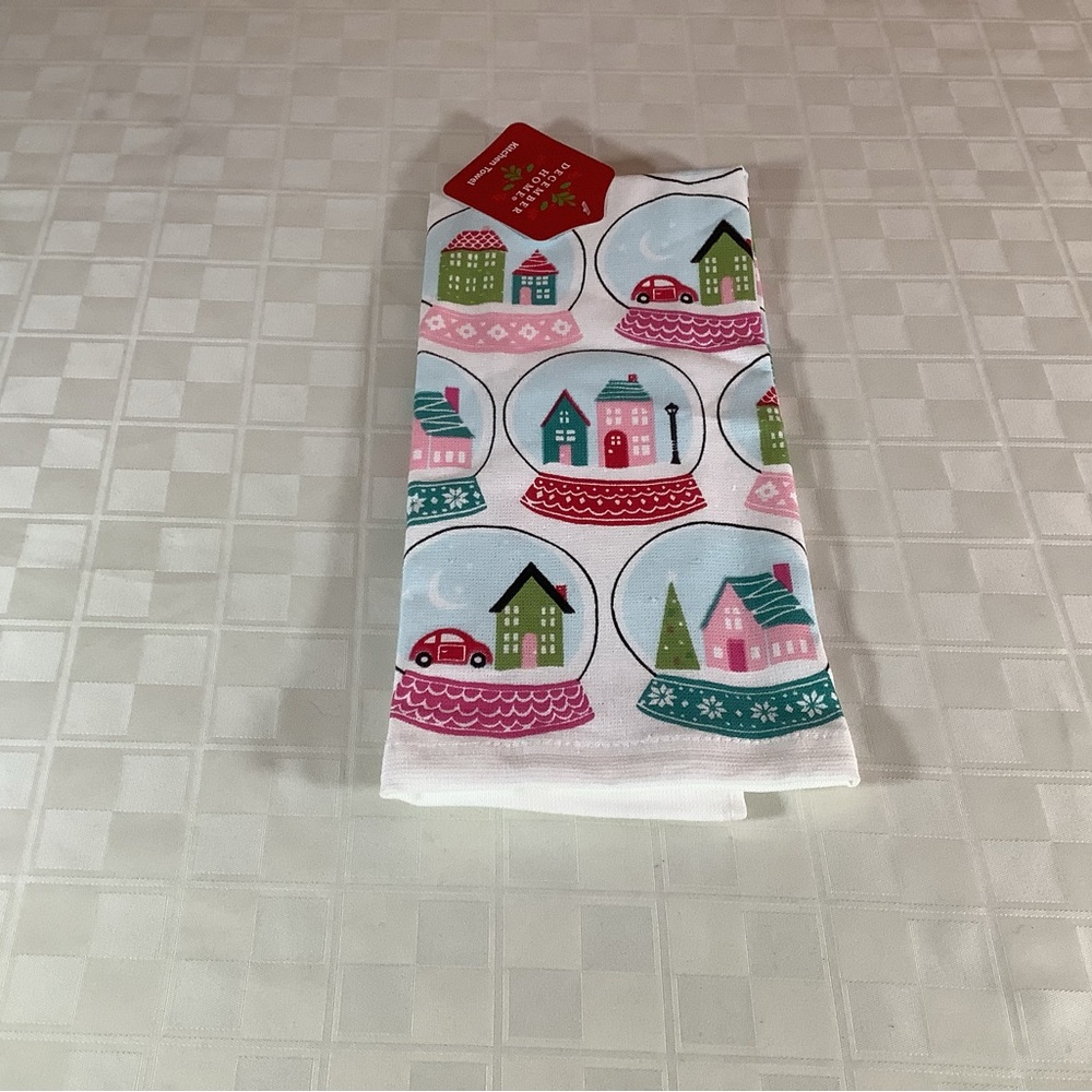 💜 New Christmas whimsical snow globes dual kitchen dish towel